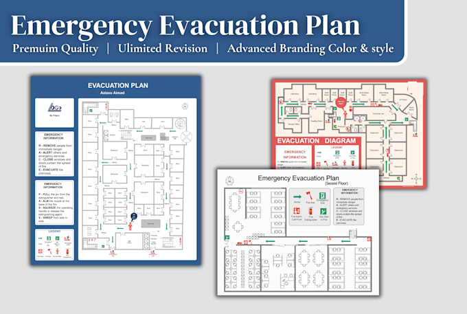 Bestseller - design a custum fire emergency evacuation plan, map for your building