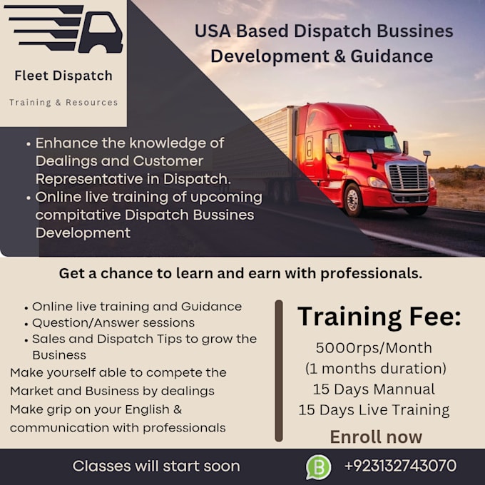 Bestseller - provide online dispatch training and master logistics and fleet management