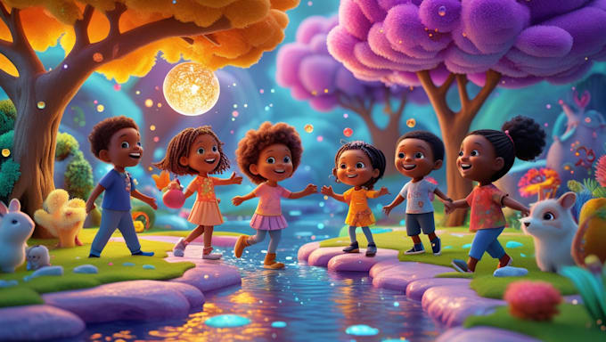 Gig Preview - Draw captivating 3d african american kids storybooks for kdp