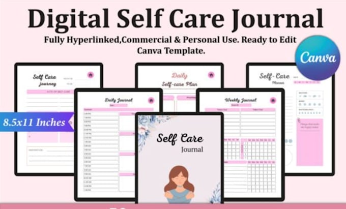 Gig Preview - Do editable digital selfcare journal or planner, manifestation, fitness wellness