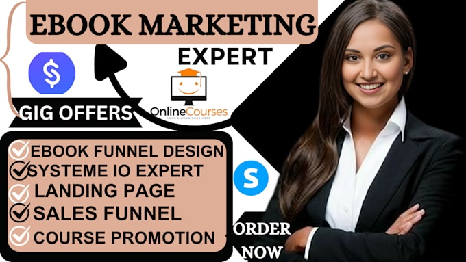 Gig Preview - Design ebook sales funnel, book marketing, online course systeme io sales funnel