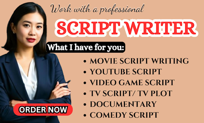 Gig Preview - Write engaging screenplays, movie scripts, video game scripts, documentary TV