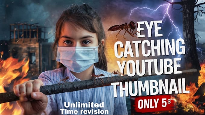 Gig Preview - Design eye catchy attractive clickbait youtube thumbnails in 50 mintus