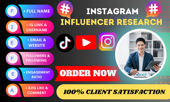 Gig Preview - Find the best instagram influencers research list for your niche