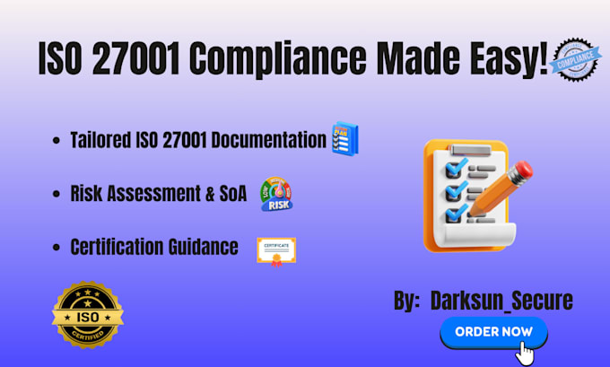 Gig Preview - Iso 27001 documentation, policies, risk assessment and certification help