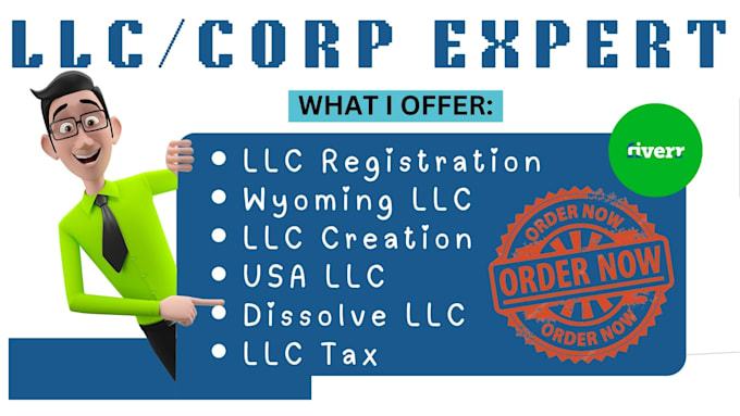 Gig Preview - Llc registration, llc formation, operating agreement, delaware llc, wyoming llc