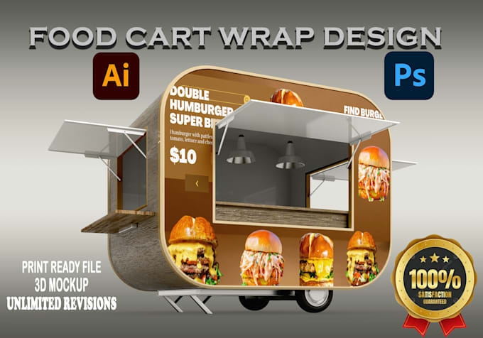 Gig Preview - Do food truck, food trailer, food stall, food van, food trailer wrap design,