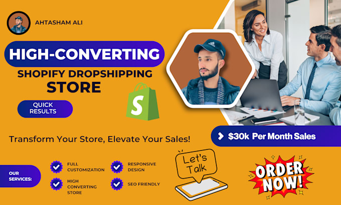 Gig Preview - Design a high converting shopify dropshipping store, shopify website