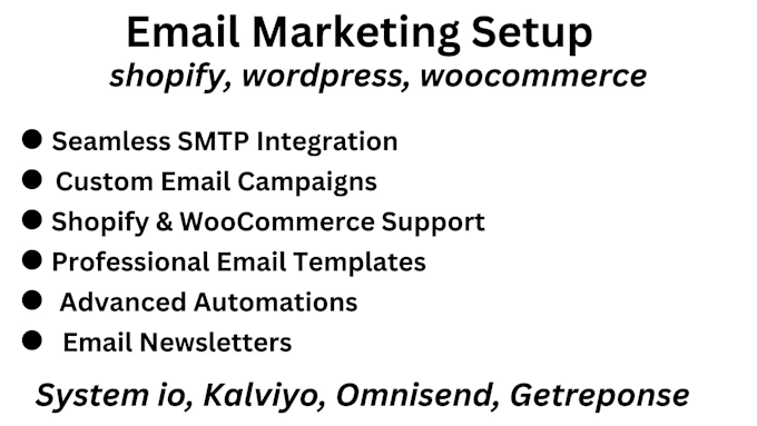 Gig Preview - Setup systeme io email newsletter campaign smtp integration shopify woocommerce