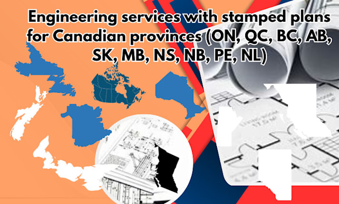 Gig Preview - Engineering plan with approval stamp for on, qc, bc, ab, sk, mb, ns, nb, nl