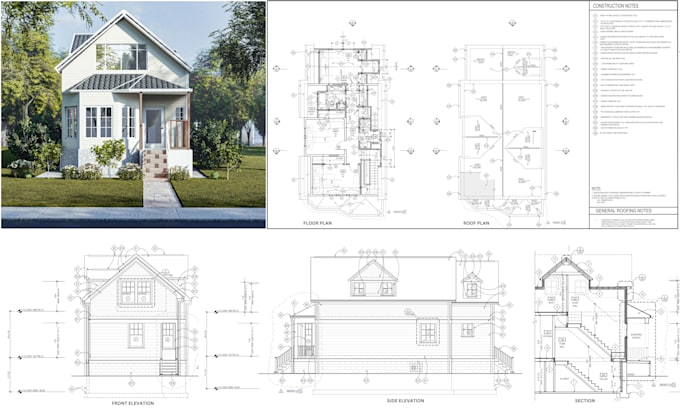 Gig Preview - Model autocad 2d, 3d floor plan, elevations and realistic renders