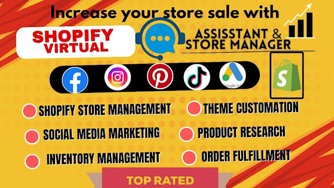 Gig Preview - Be your shopify virtual assistant shopify store manager shopify marketing expert