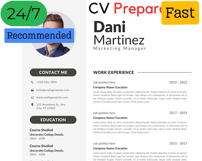 Gig Preview - Create any country CV resume available 24,7