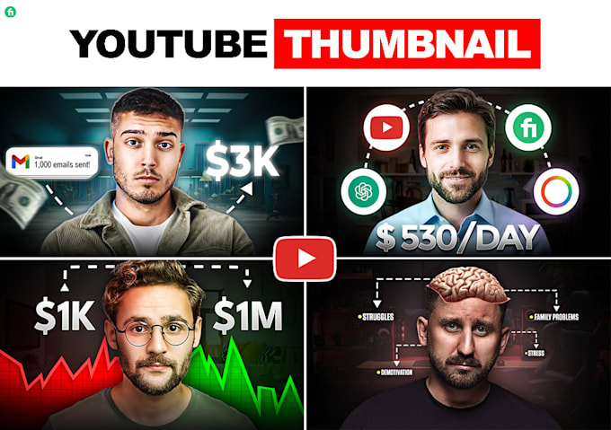 Gig Preview - Create high quality thumbnail designs for youtube