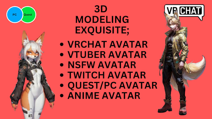 Bestseller - create 3d model, furry, fursona for vr chat and vtuber