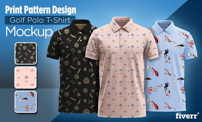 Gig Preview - Create print pattern golf polo t shirt design and mockup