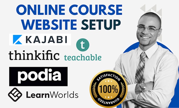 Gig Preview - Setup thinkific, teachable, kajabi, learnworlds and podia online courses