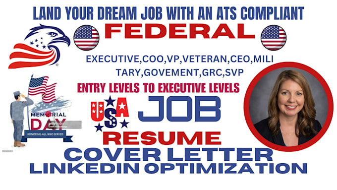 Gig Preview - Write a federal resume, USA jobs application, ksa responses