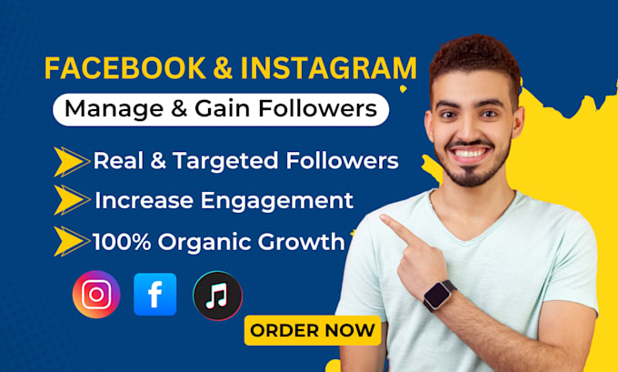 Gig Preview - Do grow instagram and facebook page promotion following fast organically