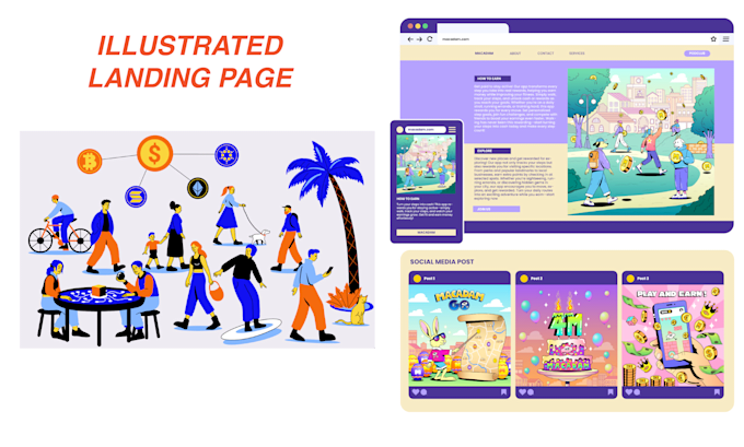 Gig Preview - Create a stunning illustrative landing page