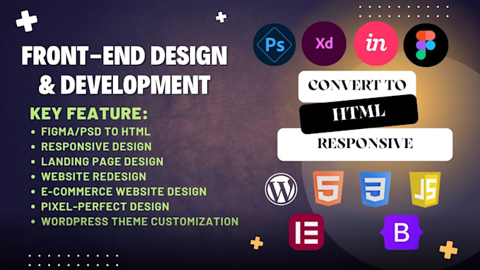 Gig Preview - Develop responsive front end website with html, CSS, bootstrap, js and wordpress