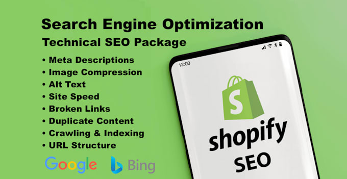 Gig Preview - Optimize your shopify SEO page speed indexing meta descriptions technical issues