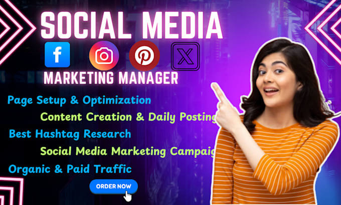 Gig Preview - Be pro social media marketing manager and content creator