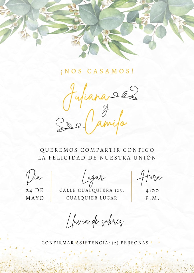 Gig Preview - Te diseño una hermosa y estetica invitacion de boda