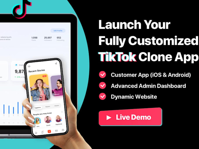 Gig Preview - Develop short video app tiktok clone android or ios with livestream