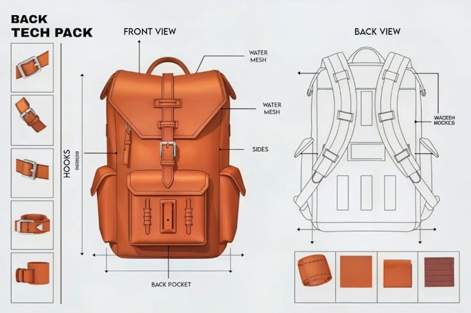 Gig Preview - Design bag tech pack, handbag, tote, leather duffel, backpack and fashion bags