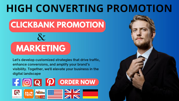 Gig Preview - Clickbank affiliate link promotion referral link clickbank marketing