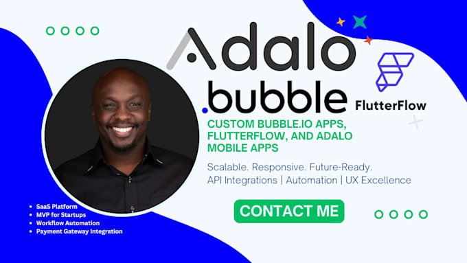 Gig Preview - Bubble app saas website bubble io mvp with flutterflow adalo no code app