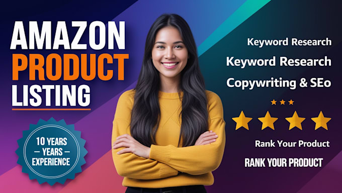 Gig Preview - Write amazon product listing creation optimization and fix seo