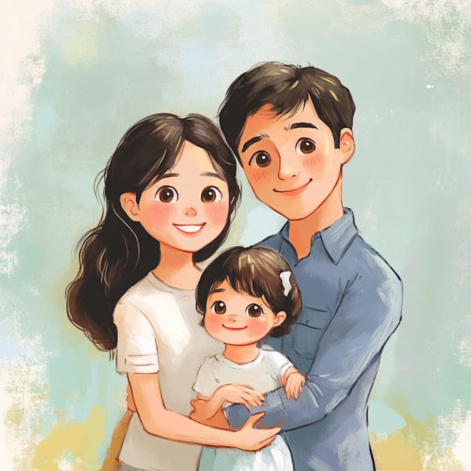 Gig Preview - Draw cute couple, family portrait illustration