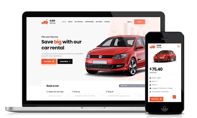 Gig Preview - Create a car rental, chauffeur or limousine website