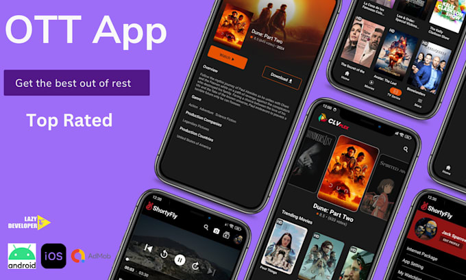 Gig Preview - Make you ott apps, netflix alternative android app and IOS app