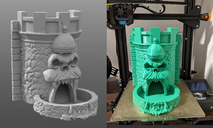 Gig Preview - Sculpt 3d dice tower miniatures dice holder fantasy dice roller for 3d printing