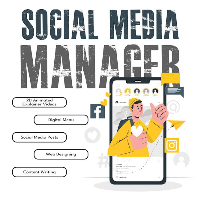 Gig Preview - Be your social media marketing manager and professional graphic designer