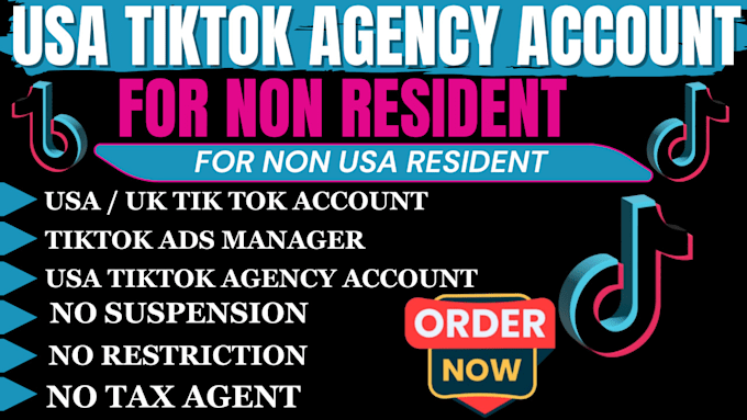 Gig Preview - Create tik tok USA agency account tiktok shop tik tok ads for non resident