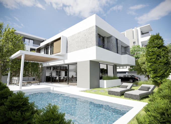 Bestseller - do modern detached house,3d swimming pool, furnished interior parking space view