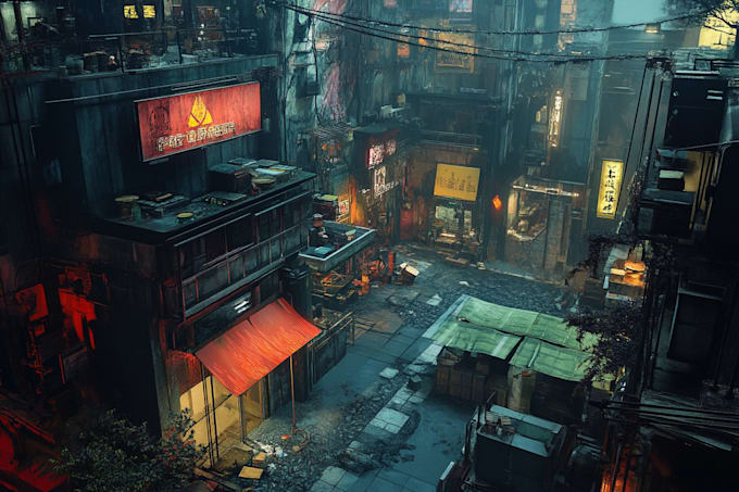 Gig Preview - Design an cyberpunk futuristic city art