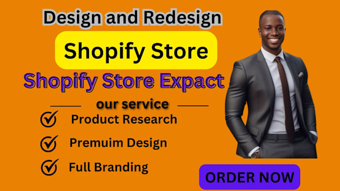 Gig Preview - Do shopify website design and redesign, create shopify droshipping store