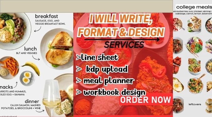 Gig Preview - Write, format, design line sheet, kdp upload, meal planner, workbook design