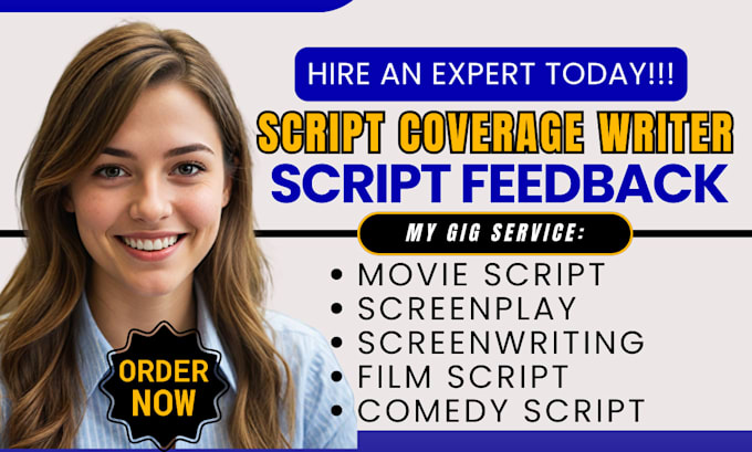 Gig Preview - Provide script feedback coverage for film movie script, screenwriting screenplay