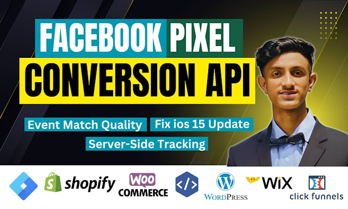 Gig Preview - Setup meta pixel facebook conversion api on shopify, wordpress, clickfunnels wix