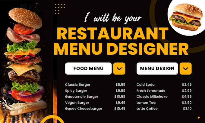 Gig Preview - Design professional restaurant menu food menu or digital menu