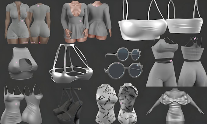 Gig Preview - Do 3d cloth for second life mesh vrchat sansar peds sims fivem fashion design