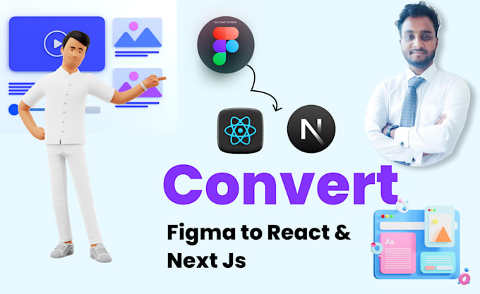 Gig Preview - Convert figma to react js next js responsive react website with tailwind css