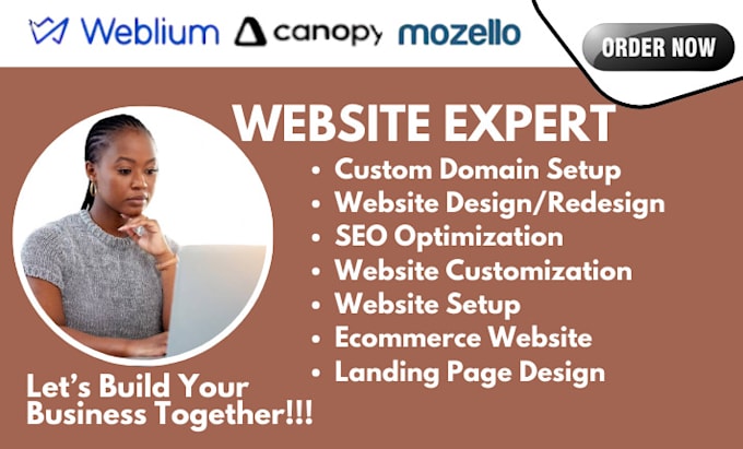 Gig Preview - Design your weblium website, squaresite, mozello, canopy CRM