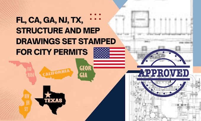 Bestseller - fl, ca, ga, nj, tx, structure and mep drawings set stamped for city permits